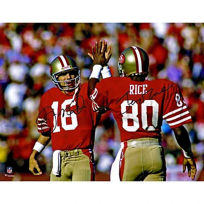 Joe Montana Jerry Rice San Francisco 49ers Dual Signed 11" x 14" Red Jersey Photograph