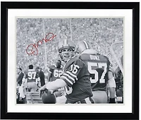 Joe Montana San Francisco 49ers Autographed 16" x 20" Black & White Warm Up Photograph