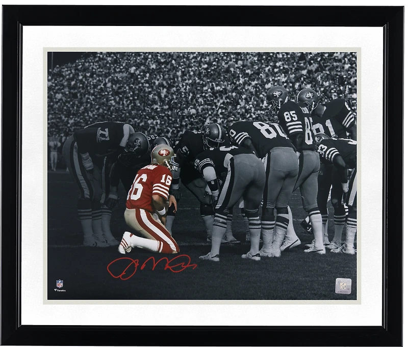 Photo dédicacée de Joe Montana, joueur des 49ers de San Francisco (40,6 x 50,8 cm), prise lors du regroupement.
