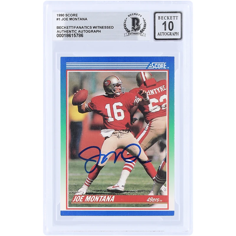 Joe Montana San Francisco 49ers Autographed 1990 Score #1 Beckett Fanatics Witnessed Authenticated 10 Card
