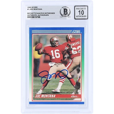 Joe Montana San Francisco 49ers Autographed 1990 Score #1 Beckett Fanatics Witnessed Authenticated 10 Card