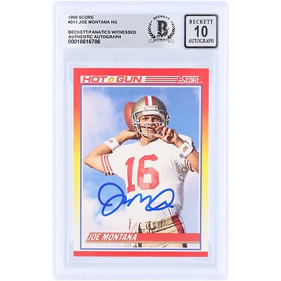 Carte autographiée de Joe Montana (San Francisco 49ers) de 1990, numéro 311, authentifiée par Beckett Fanatics Witnessed (10 cartes).