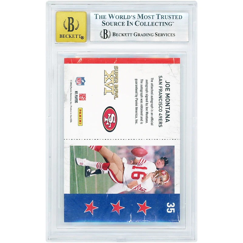 Joe Montana San Francisco 49ers Autographed 2010 Panini Playoff Contenders Super Bowl Tickets #35 BGS Authenticated 9/10 Card