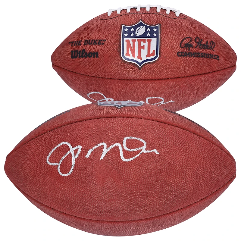 Ballon de football en couleur autographié par Joe Montana, Duke, San Francisco 49ers