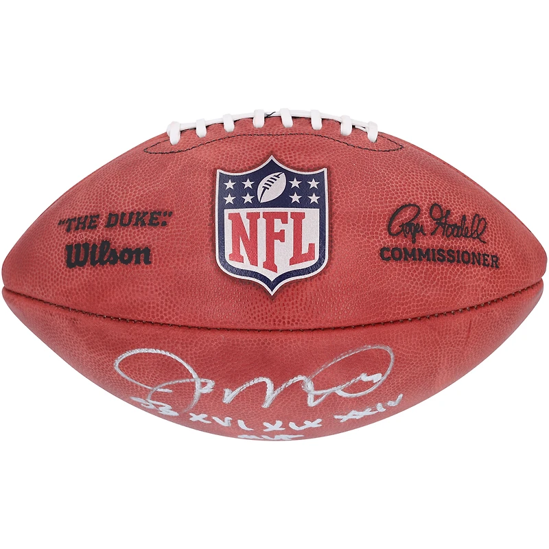 Joe Montana San Francisco 49ers Autographed Duke Full Color Football with "SB XVI, XIX, XXIV MVP" Inscription