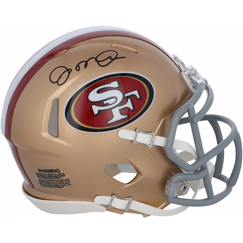 Casque mini Speed Fidèle à la Baie autographié par Joe Montana des 49ers de San Francisco