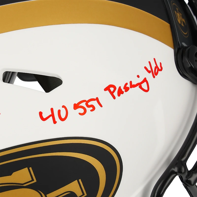 Joe Montana San Francisco 49ers Autographed Riddell Lunar Eclipse Speed Authentic Helmet with Career Stats Inscriptions - Limited Edition of 16