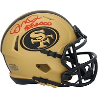 Casque Riddell Rave Speed ​​Mini autographié par Joe Montana des San Francisco 49ers avec inscription « HOF 2000 »