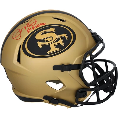 Casque Riddell Rave Speed ​​autographié par Joe Montana des San Francisco 49ers avec inscription « HOF 2000 »