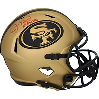 Casque Riddell Rave Speed ​​autographié par Joe Montana des San Francisco 49ers avec inscription « HOF 2000 »