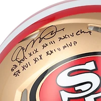 Casque Riddell Speed ​​Authentic autographié par Joe Montana des 49ers de San Francisco, avec inscription « SB XVI, XIX, XXIII, XXIV Champ/SB XVI, XIX, XXIV MVP ».