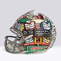 Joe Montana San Francisco 49ers Autographed Riddell Speed Mini Helmet with "HOF 2000" Inscription - Art by Charles Fazzino - WN55916250