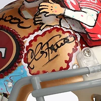 Joe Montana San Francisco 49ers Autographed Riddell Speed Mini Helmet with "HOF 2000" Inscription - Art by Charles Fazzino - WN55916250