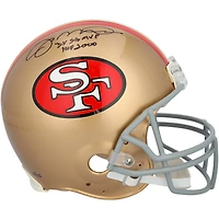 Casque authentique Riddell Throwback autographié par Joe Montana des San Francisco 49ers avec inscriptions « 3x SB MVP » et « HOF 2000 » - Édition limitée à 25 exemplaires