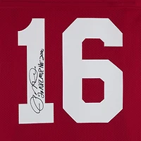 Maillot authentique dédicacé par Joe Montana des San Francisco 49ers par Scarlet Mitchell & Ness avec les inscriptions « 2x NFL MVP » et « HOF 2000 »