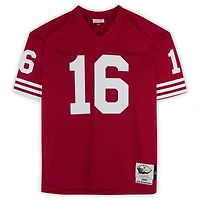 Maillot authentique autographié par Joe Montana des San Francisco 49ers par Scarlet Mitchell & Ness avec inscription « SB XVI XIX XXIV MVP »