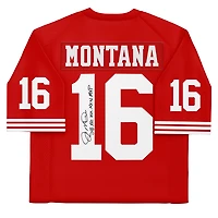 Joe Montana San Francisco 49ers Autographed Scarlet Mitchell & Ness Authentic Jersey with "SB XVI XIX XXIV MVP" Inscription