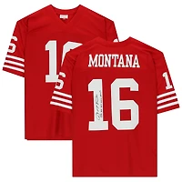 Joe Montana San Francisco 49ers Autographed Scarlet Mitchell & Ness Legacy Jersey with "SB XVI XIX XXIV MVP" Inscription