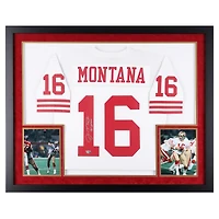 Joe Montana San Francisco 49ers Autographed SM Deluxe Framed Autographed White Mitchell & Ness Authentic Jersey with "HOF 2000" Inscription