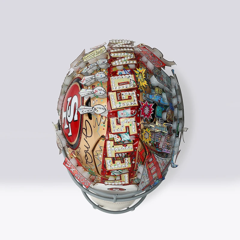 Casque Speed Flex Authentic autographié par Joe Montana des 49ers de San Francisco - Illustration de Charles Fazzino - WN55916229