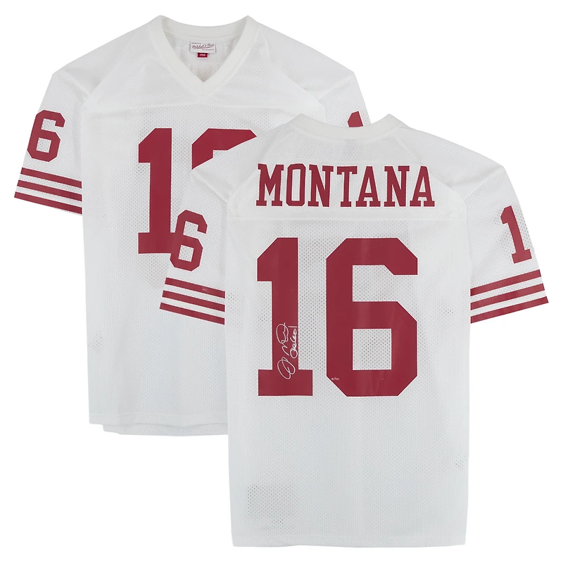 Maillot authentique blanc autographié par Joe Montana des San Francisco 49ers, Mitchell & Ness