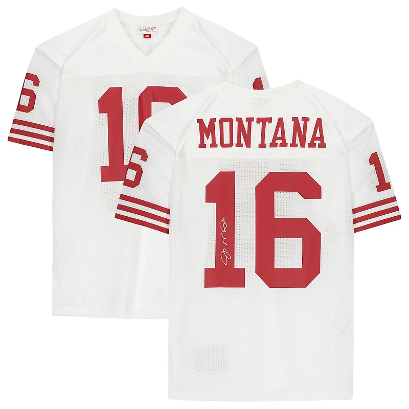 Maillot authentique Mitchell & Ness blanc autographié de Joe Montana, des 49ers de San Francisco
