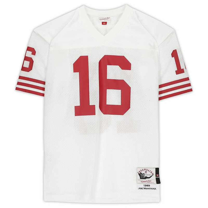 Maillot authentique Mitchell & Ness blanc autographié de Joe Montana, des 49ers de San Francisco