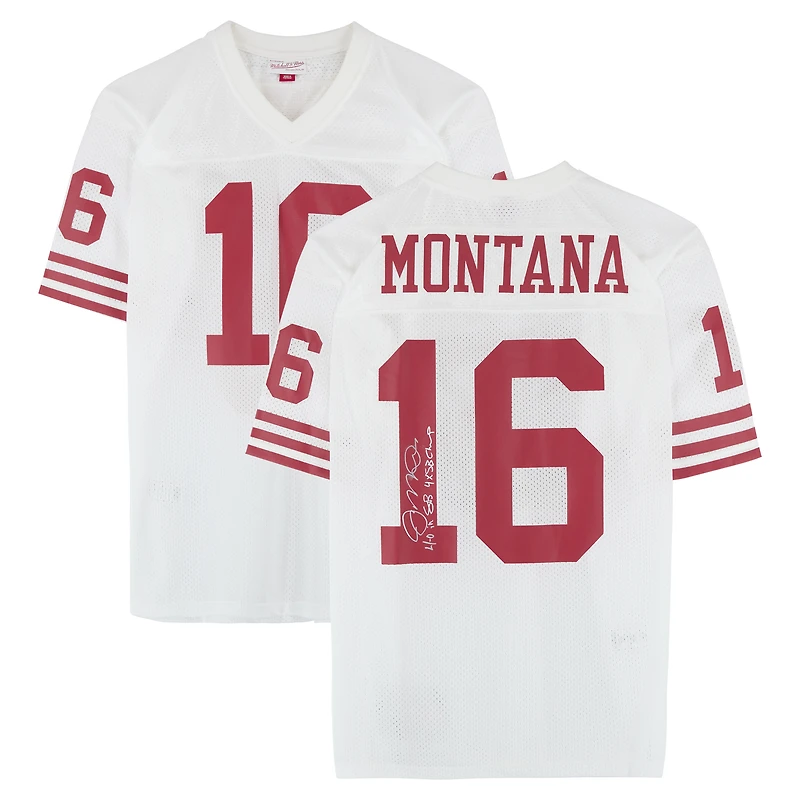 Joe Montana San Francisco 49ers Autographed White Mitchell & Ness Legacy Jersey with "4-0 in SB" & "4x SB Champ" Inscriptions