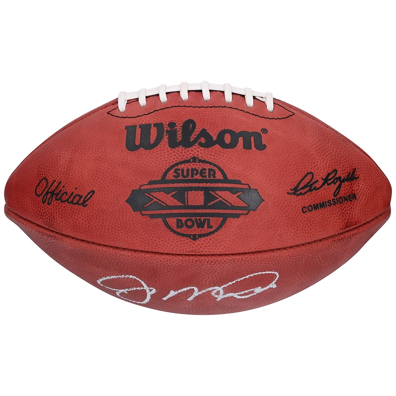 Ballon de football professionnel Wilson autographié par Joe Montana des 49ers de San Francisco pour le Super Bowl XIX