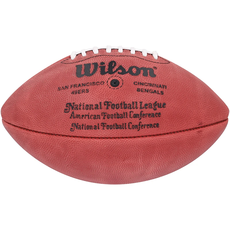 Ballon de football dédicacé par Joe Montana des 49ers de San Francisco avec logo Wilson pour le Super Bowl XVI