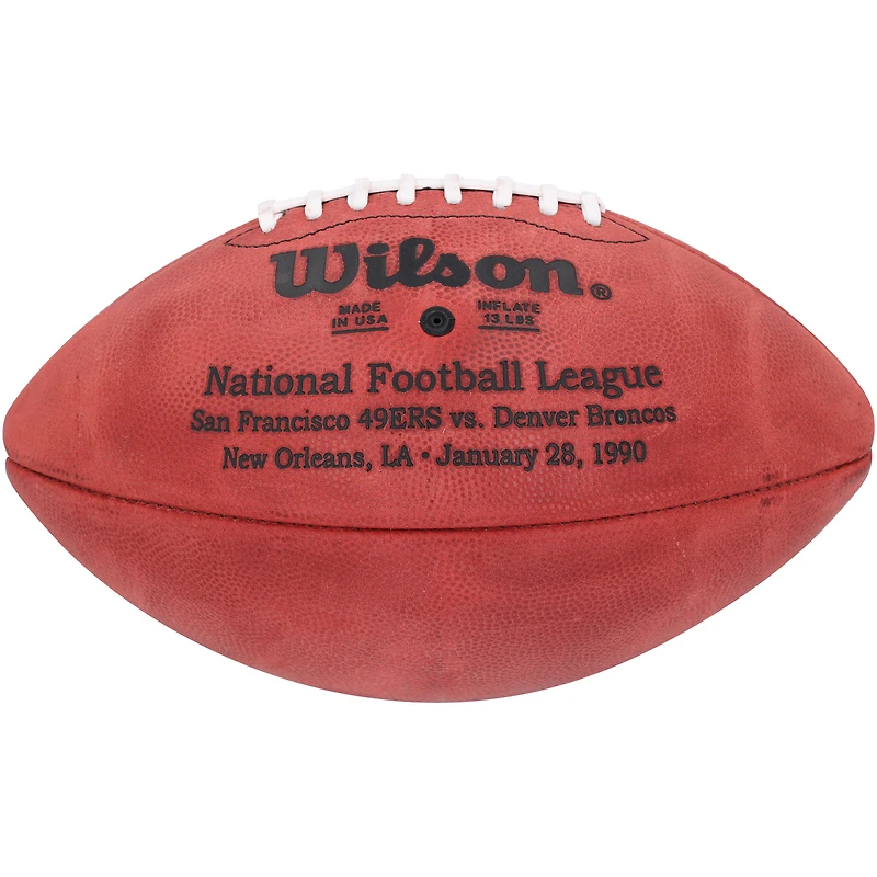 Ballon de football dédicacé par Joe Montana des 49ers de San Francisco avec logo Wilson pour le Super Bowl XXIV