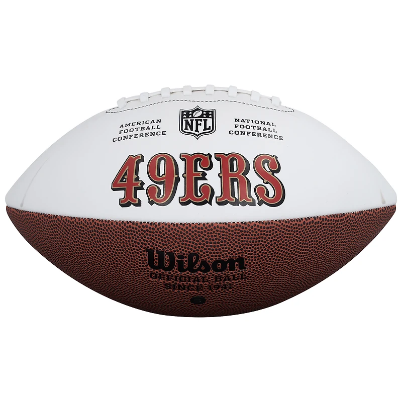 Ballon de football américain Wilson White Panel autographié par Joe Montana, des 49ers de San Francisco