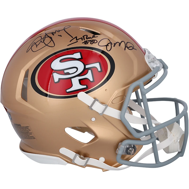 Joe Montana, Steve Young & Jerry Rice San Francisco 49ers Autographed Riddell Speed Authentic Helmet