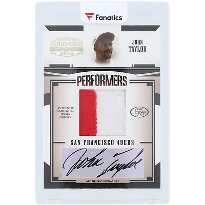 John Taylor San Francisco 49ers Autographed 2005 Donruss Gridiron Gear Performers Material Dual-Color Relic #P-27 #7/12 Card