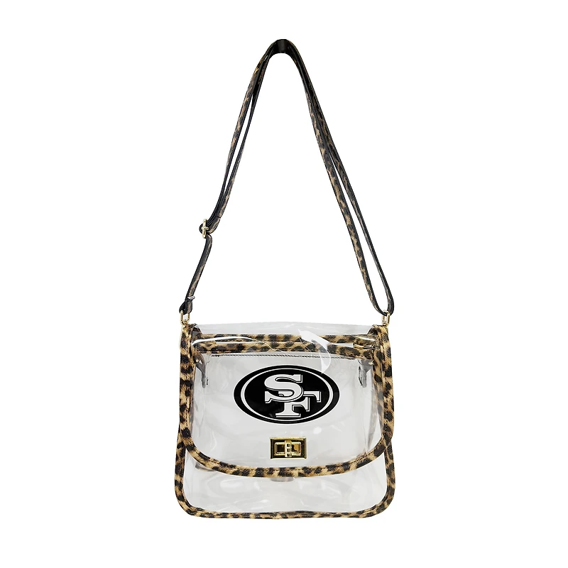 Sac à main transparent Logo Brands San Francisco 49ers avec bordure léopard