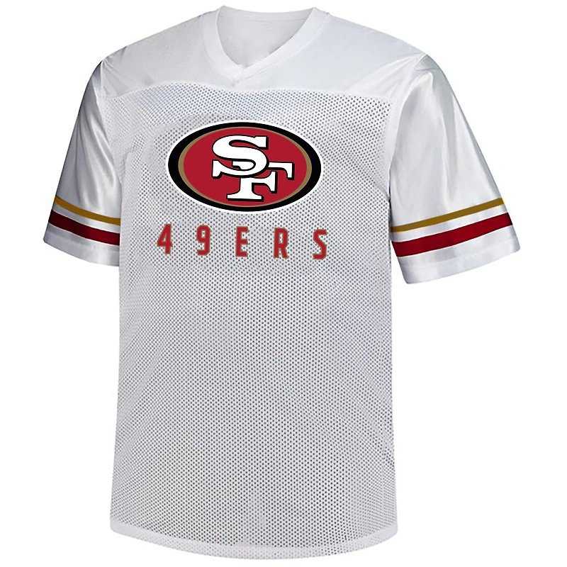 Maillot à col en V blanc Christian McCaffrey Fanatics pour homme des 49ers de San Francisco, grande taille