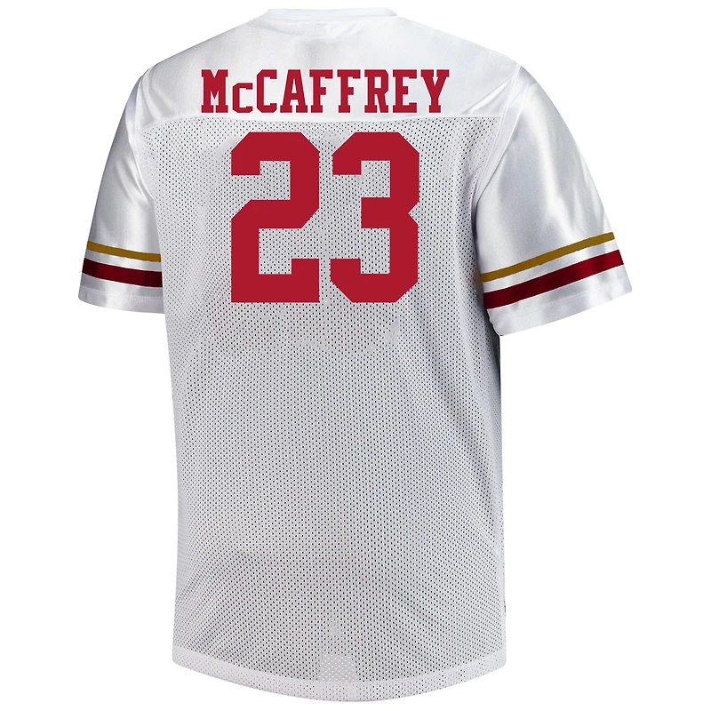 Maillot à col en V blanc Christian McCaffrey Fanatics pour homme des 49ers de San Francisco, grande taille