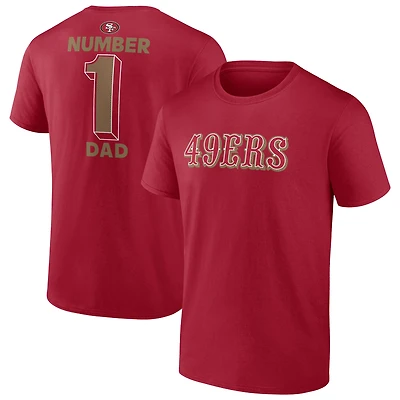 T-shirt Fanatics Scarlet San Francisco 49ers pour homme, grand et grand, numéro un, papa