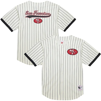 Men's Mitchell & Ness  Cream San Francisco 49ers Final Seconds Vintage Logo Mesh Button-Up Shirt