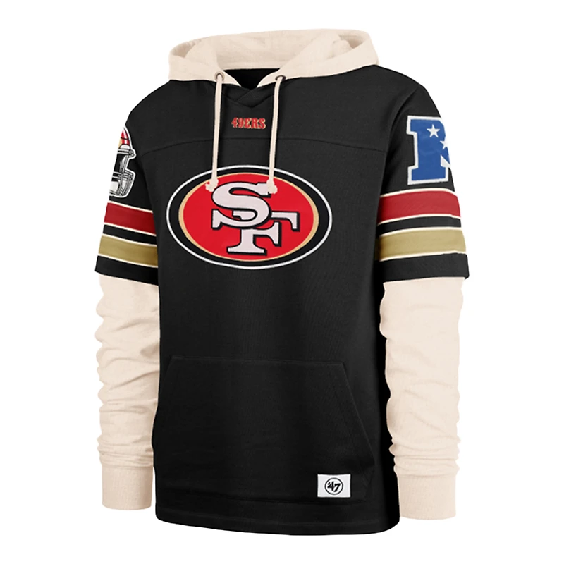 Men's '47  Black San Francisco 49ers Split Zone Cornerback Duo Lacer Hoodie