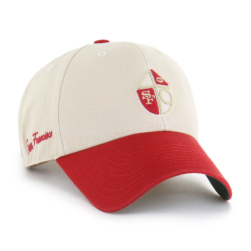 Casquette ajustable Fairfield MVP Throwback pour homme, couleur crème/écarlate, des 49ers de San Francisco, modèle 47