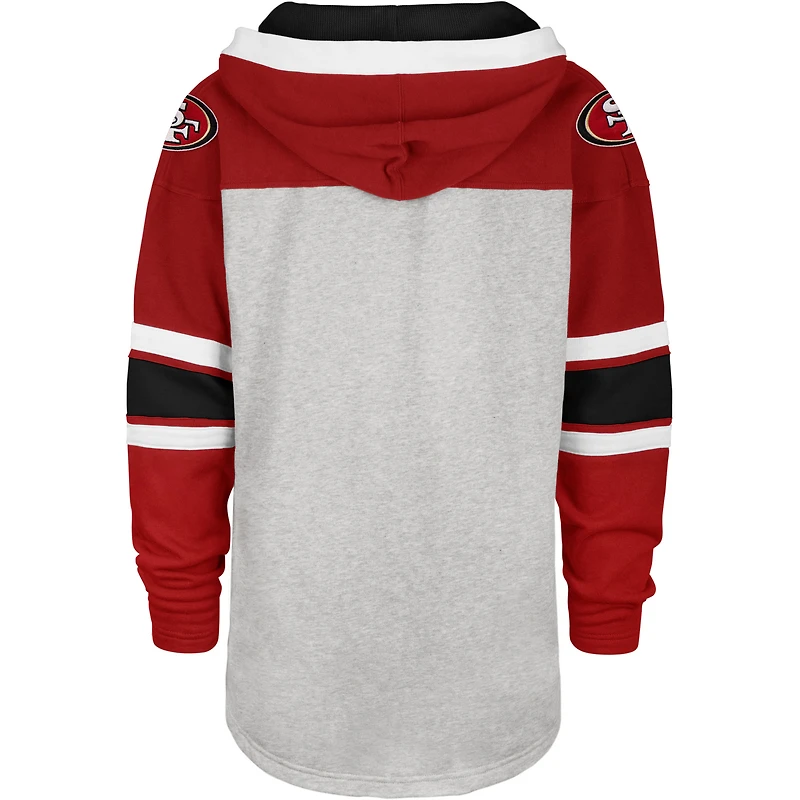 Chandail à lacets Gridiron des 49ers de San Francisco 47 gris/écarlate pour homme - capuchon