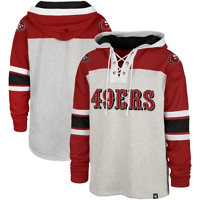 Chandail à lacets Gridiron des 49ers de San Francisco 47 gris/écarlate pour homme - capuchon