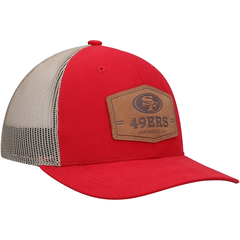 Casquette réglable en cuir brut pour hommes '47 Scarlet/Natural San Francisco 49ers Trucker