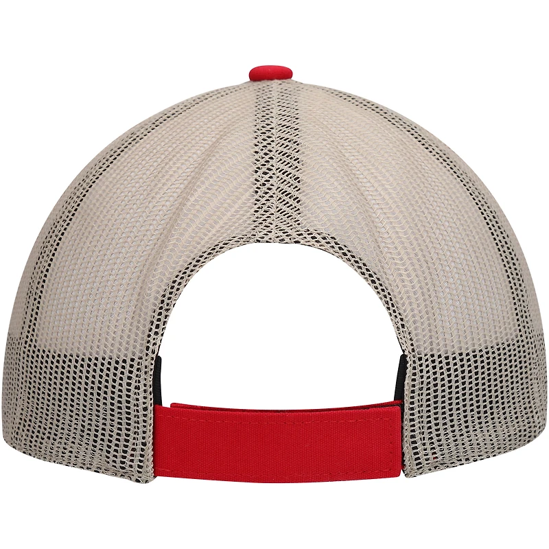 Casquette réglable en cuir brut pour hommes '47 Scarlet/Natural San Francisco 49ers Trucker