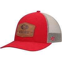 Casquette réglable en cuir brut pour hommes '47 Scarlet/Natural San Francisco 49ers Trucker