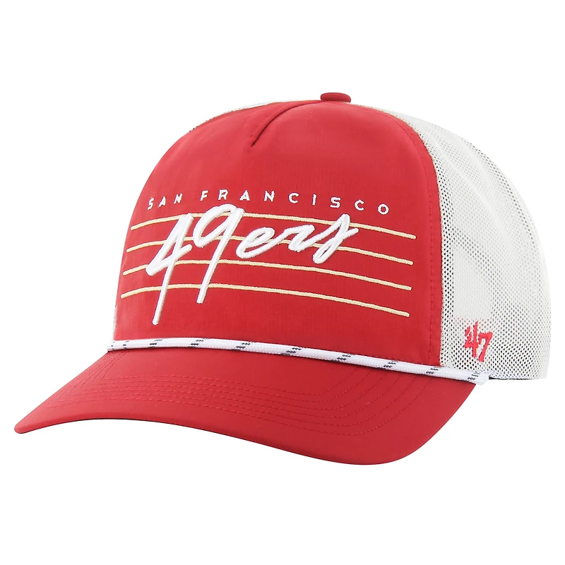 Men's '47 Scarlet/White San Francisco 49ers Downburst Relaxed Hitch Trucker Adjustable Hat