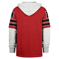 Men's '47 Scarlet San Francisco 49ers Double Header Blitz Cornerback Pullover Hoodie