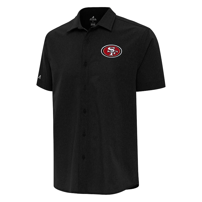 Men's Antigua Black San Francisco 49ers Activate Woven Button-Up Shirt