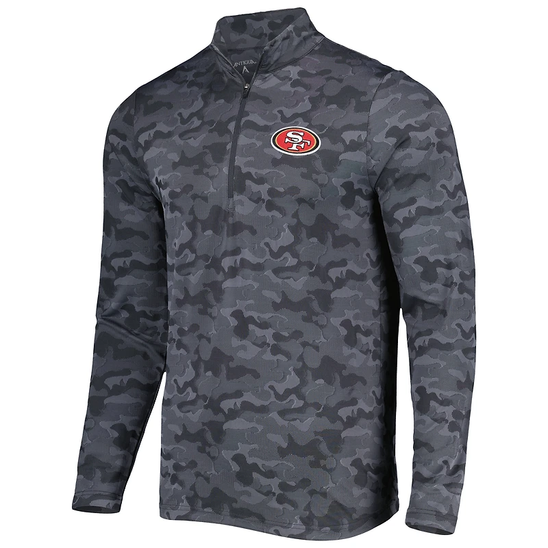 Men's Antigua Black San Francisco 49ers Brigade Quarter-Zip Sweatshirt